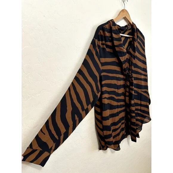 Worthington Womans Animal Print Top Size XL Old Money Corporate Preppy Boho - Picture 7 of 12